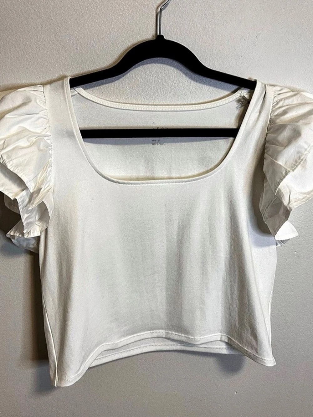 a new day Puff Sleeve Crop Top in White Size Medium